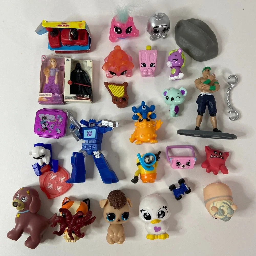 26 Mixed Mini Figure Lot Disney Star Wars Transformer John Cena Shopkins Minions